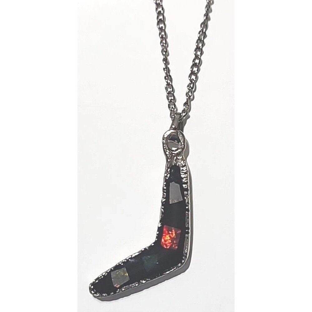 Elagant Necklace With Silver Tone & Opal Boomerang Pendant 10.5 Inch- Sealed